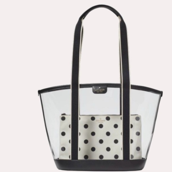 Kate Spade Clear Tote with Black Polka Dot Pouch - Picture 4 of 4